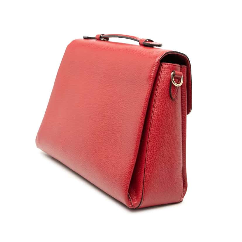 Gucci Medium Dollar Calf Interlocking G Satchel Red Leather Very good condition - Back View