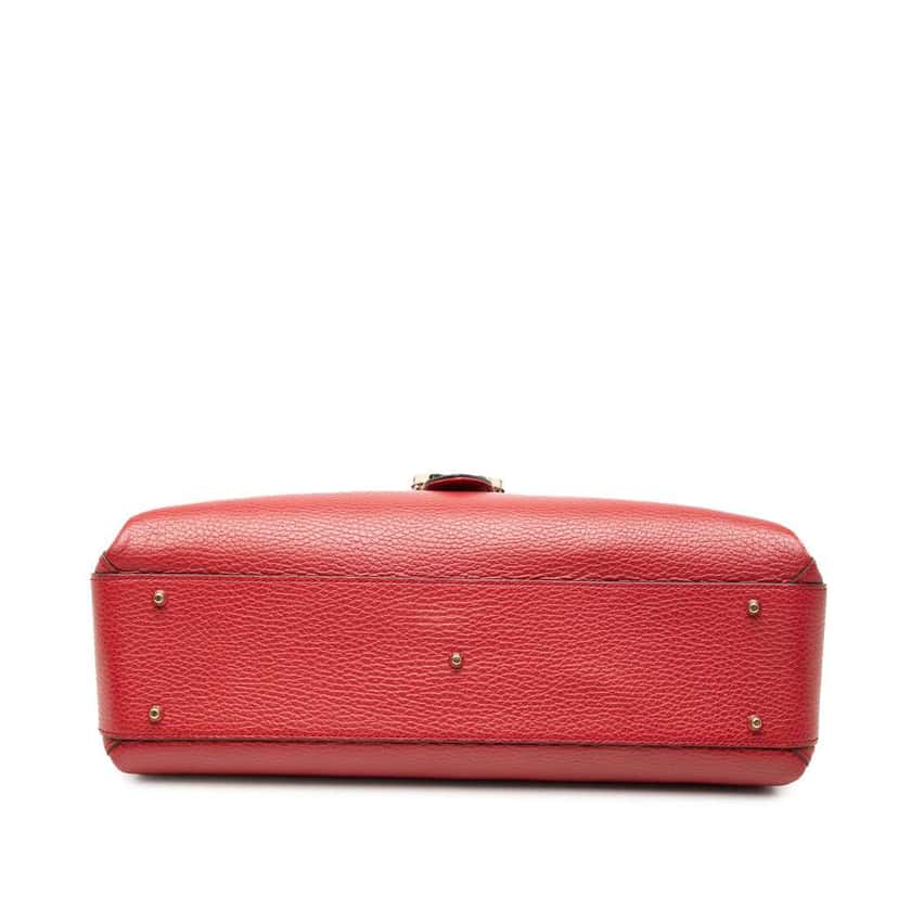 Gucci Medium Dollar Calf Interlocking G Satchel Red Leather Very good condition - Inside View