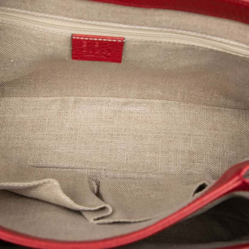 Gucci Medium Dollar Calf Interlocking G Satchel Red Leather Very good condition - Model View