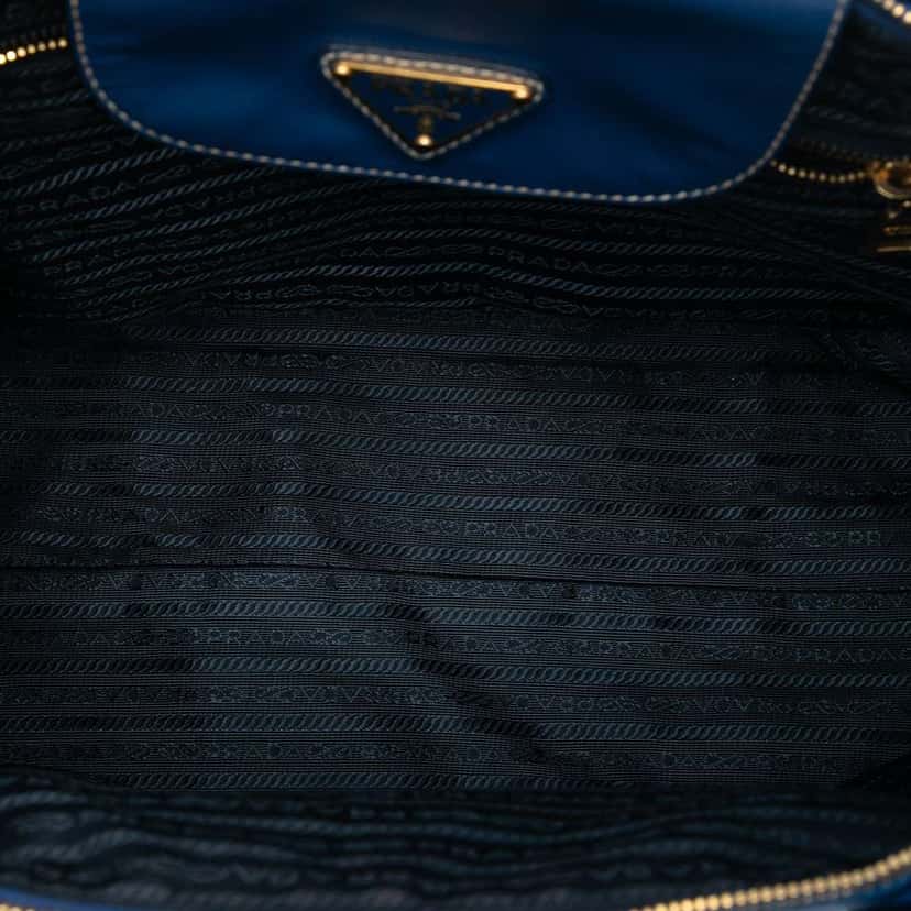 Prada Saffiano Trimmed Tessuto Satchel Blue Very good condition - Model View