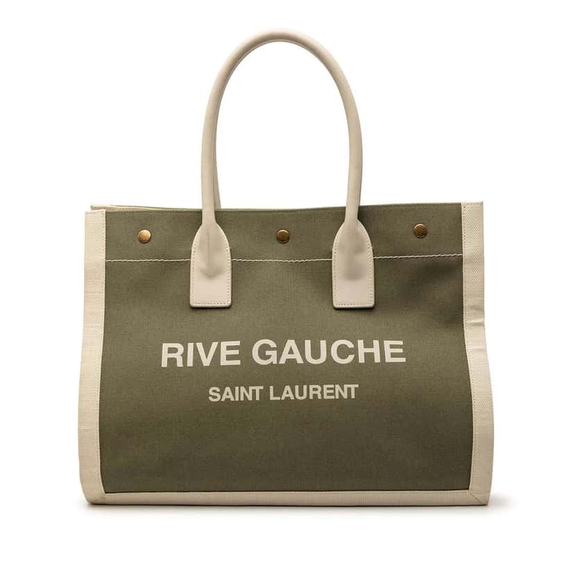 Saint Laurent Small Canvas Rive Gauche Tote Green Canvas Very good condition - Front View