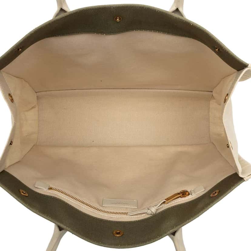 Saint Laurent Small Canvas Rive Gauche Tote Green Canvas Very good condition - Model View