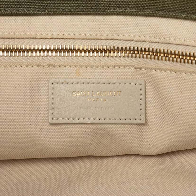 Saint Laurent Small Canvas Rive Gauche Tote Green Canvas Very good condition - Box View