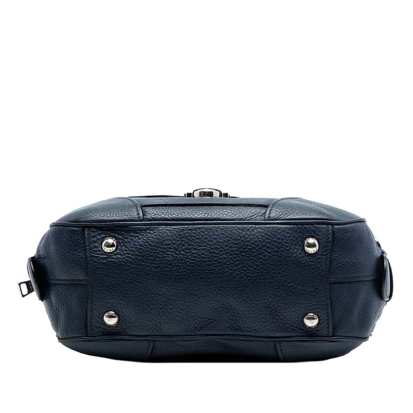 Prada Vitello Daino Front Pocket Boston Bag Blue Leather Very good condition - Inside View