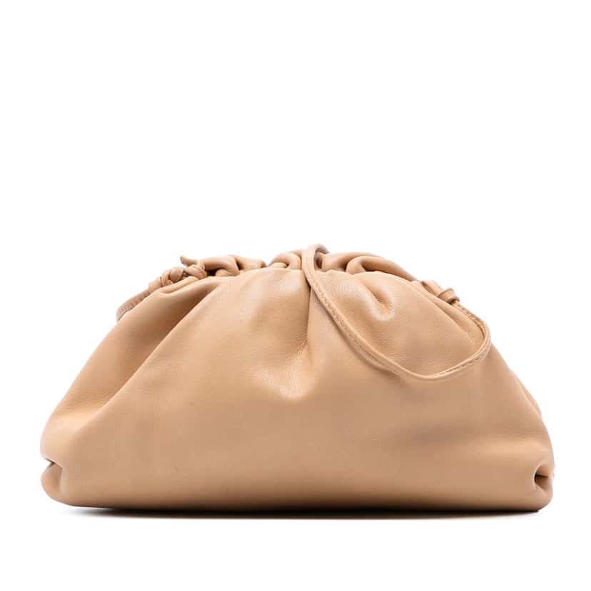 Bottega Veneta Lambskin The Mini Pouch Crossbody Brown Leather Very good condition - Front View