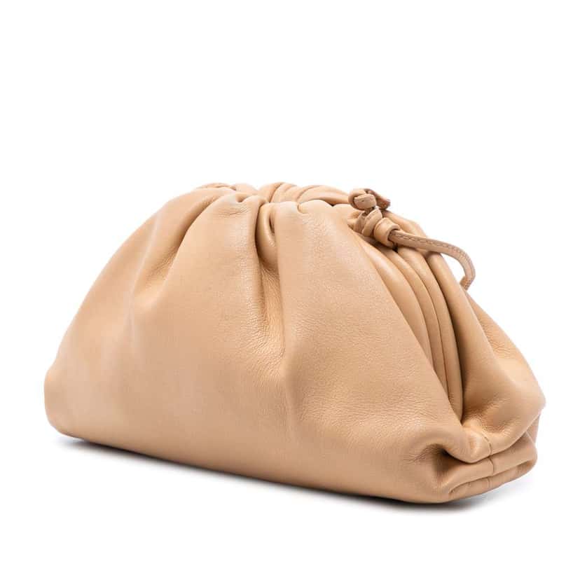 Bottega Veneta Lambskin The Mini Pouch Crossbody Brown Leather Very good condition - Back View