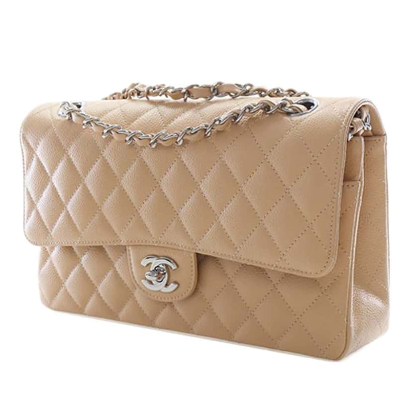 Chanel Medium Classic Caviar Double Flap Beige Leather Very good condition - Model View