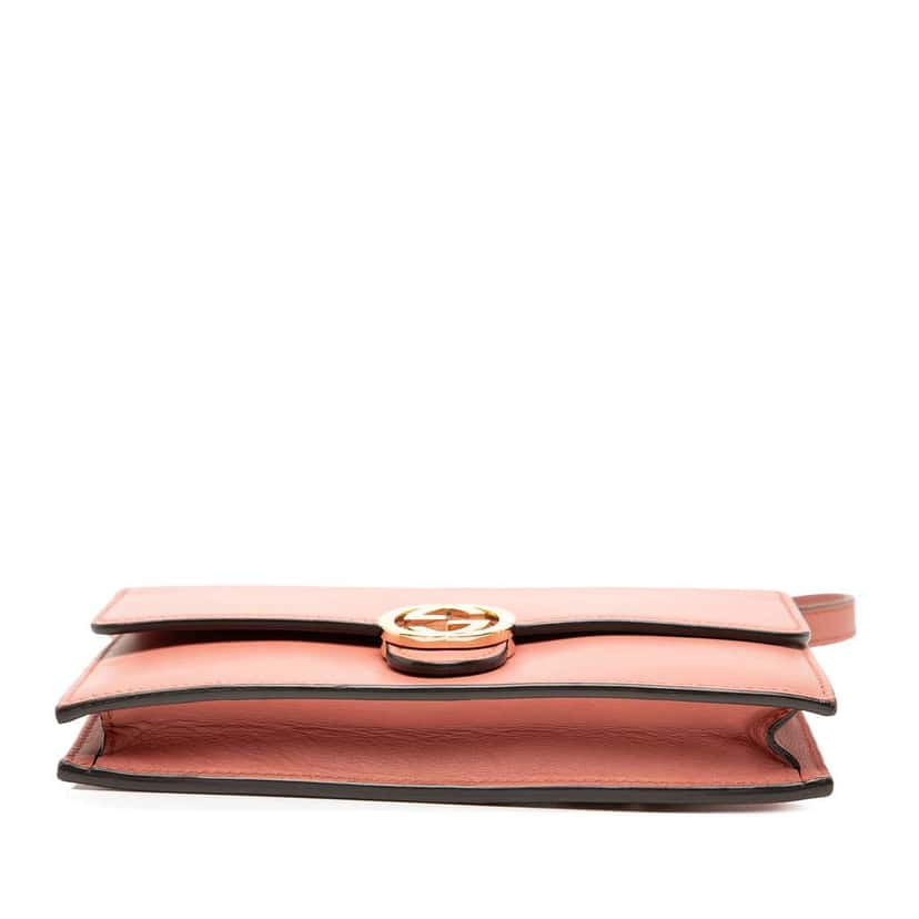 Gucci Leather Interlocking G Dollar Wallet On Strap Pink Leather Very good condition - Inside View