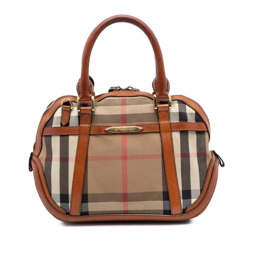 Burberry Small Leather Trimmed House Check Canvas Bridle Orchard Satchel Brown Canvas Very good condition - Front View
