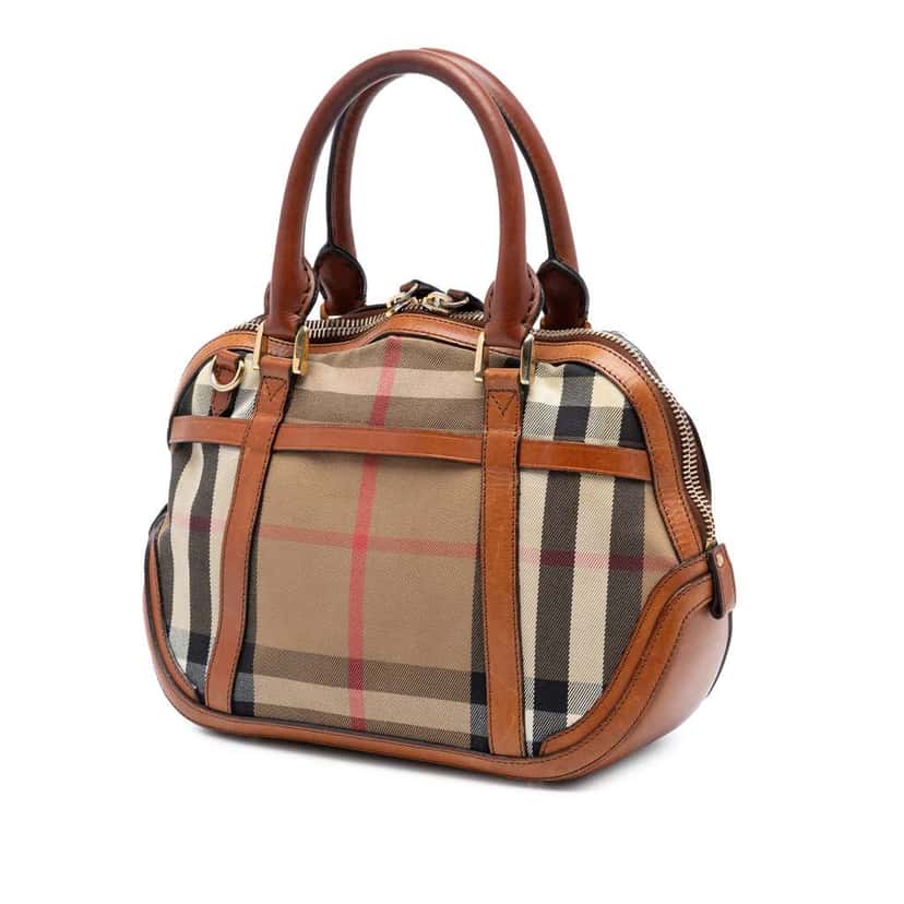 Burberry Small Leather Trimmed House Check Canvas Bridle Orchard Satchel Brown Canvas Very good condition - Back View