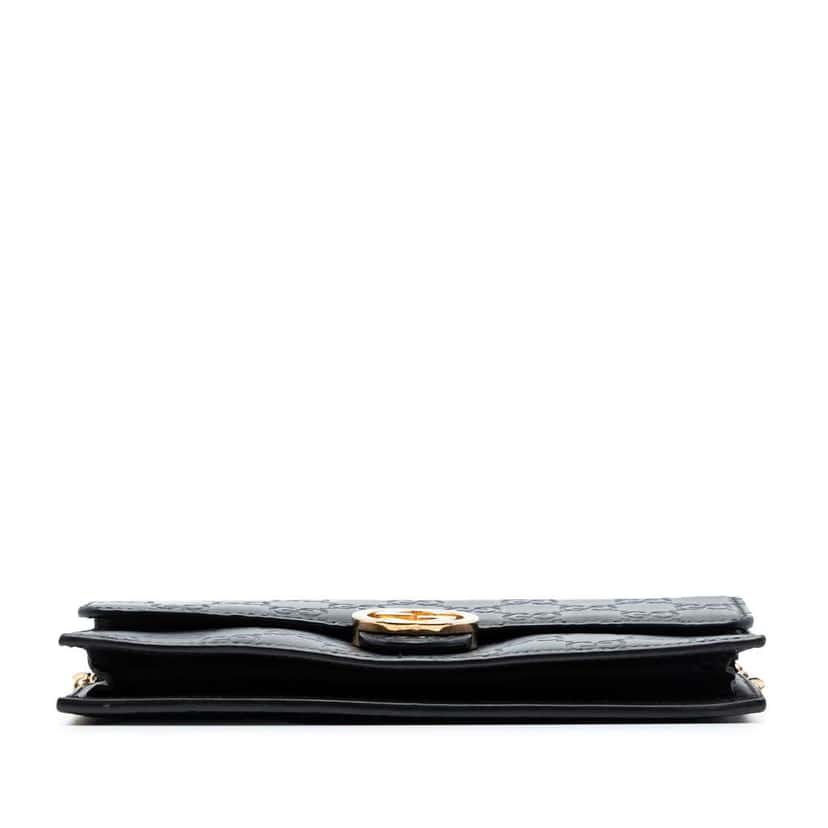 Gucci Guccissima Interlocking G Wallet On Chain Black Leather Very good condition - Inside View