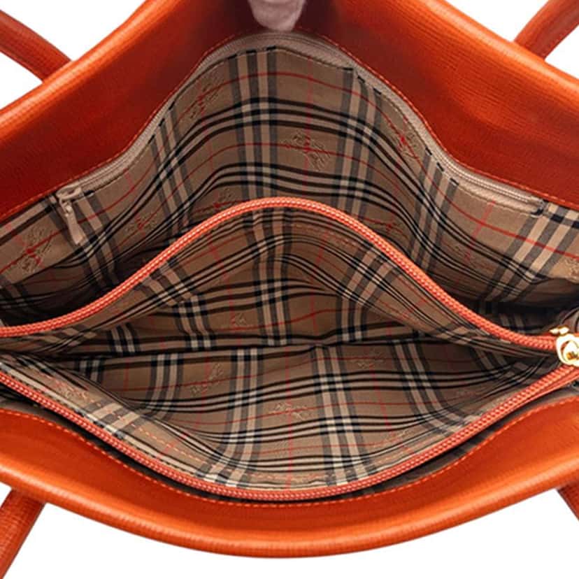 Burberry Leather Tote Orange Leather Very good condition - Model View