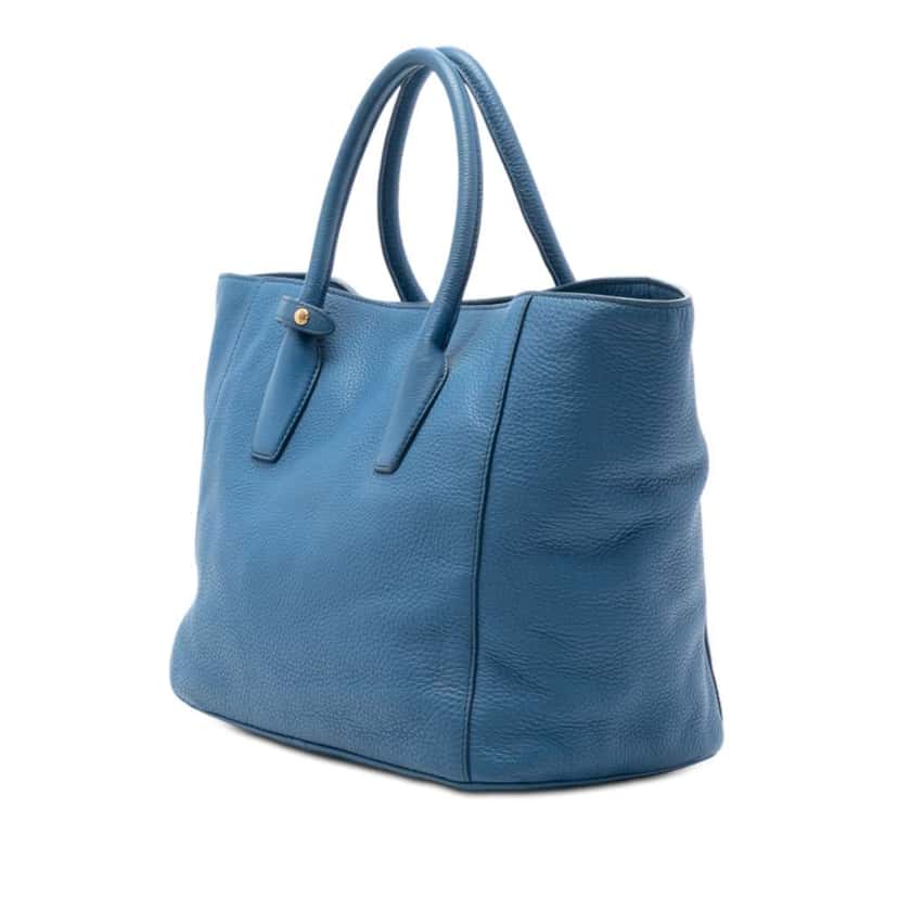 Prada Vitello Daino Open Convertible Tote Blue Leather Very good condition - Back View