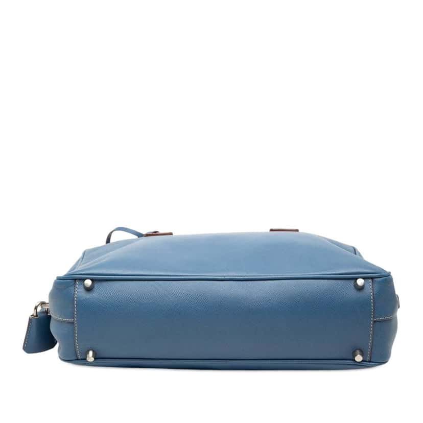 Prada Saffiano Lux Bauletto Handbag Blue Leather Very good condition - Inside View