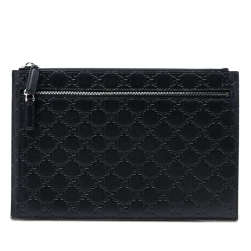 Gucci Guccissima Clutch Black Leather Very good condition - Front View