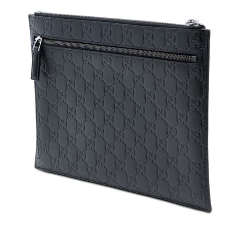 Gucci Guccissima Clutch Black Leather Very good condition - Back View