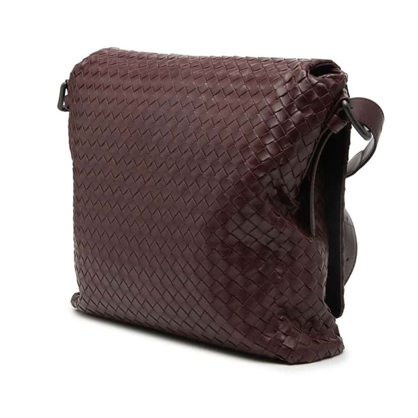Bottega Veneta Nappa Intrecciato Flap Crossbody Red Leather Very good condition - Back View