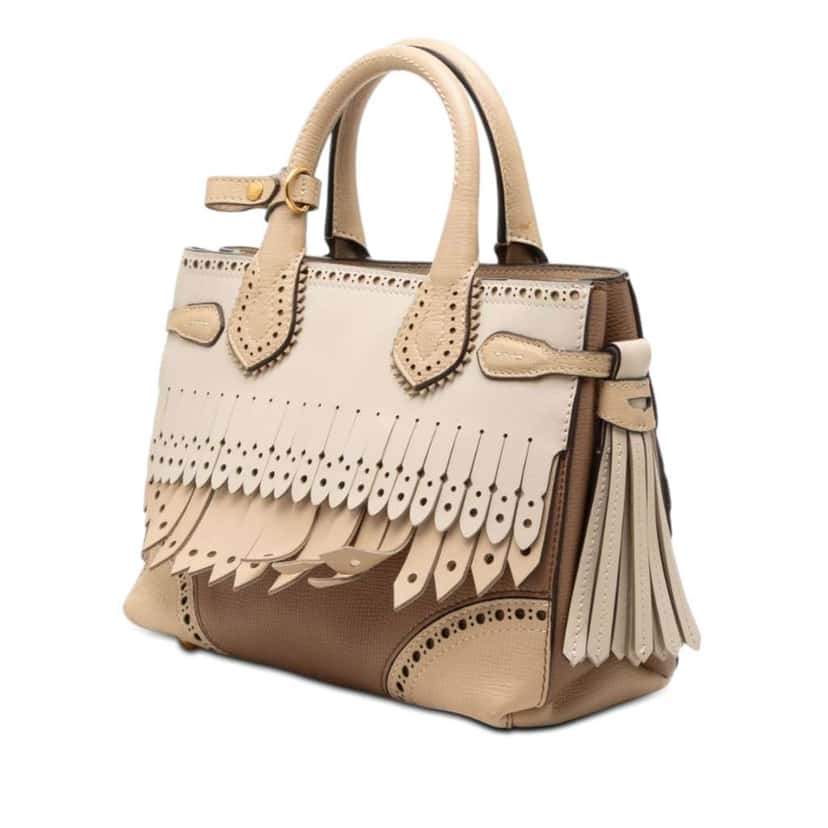 Burberry Small Leather Brogue Banner Satchel Beige Leather Very good condition - Back View