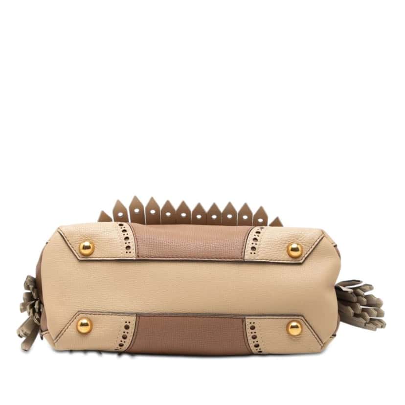 Burberry Small Leather Brogue Banner Satchel Beige Leather Very good condition - Inside View
