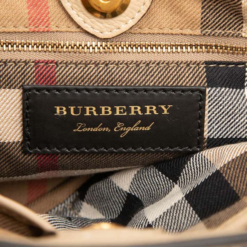 Burberry Small Leather Brogue Banner Satchel Beige Leather Very good condition - Box View