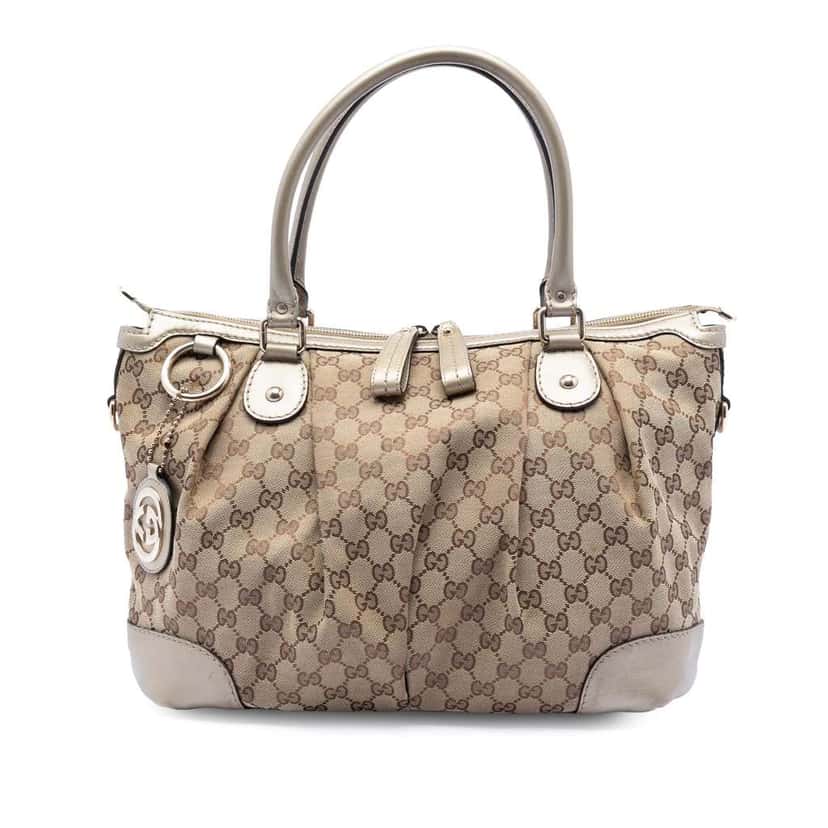 Gucci GG Canvas Sukey Satchel Beige Very good condition - Front View