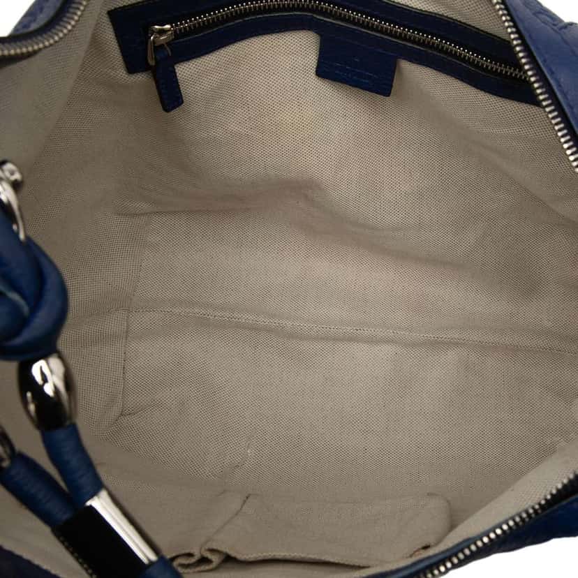 Gucci Medium Guccissima Techno Horsebit Hobo Blue Leather Very good condition - Model View