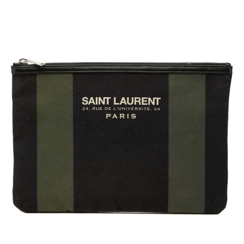 Saint Laurent Canvas Beach Zip Clutch Black Canvas Very good condition - Front View
