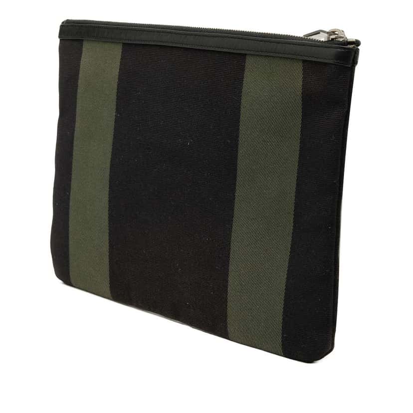 Saint Laurent Canvas Beach Zip Clutch Black Canvas Very good condition - Back View