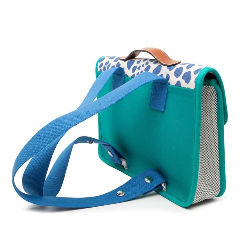 Hermès Toile and Barenia Animaux Pixel Backpack Blue Canvas Very good condition - Back View