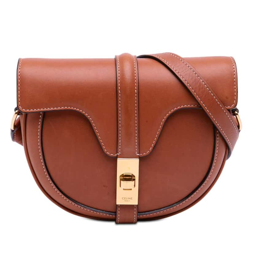 Celine Small Calfskin Besace 16 Crossbody Brown Leather Very good condition - Front View