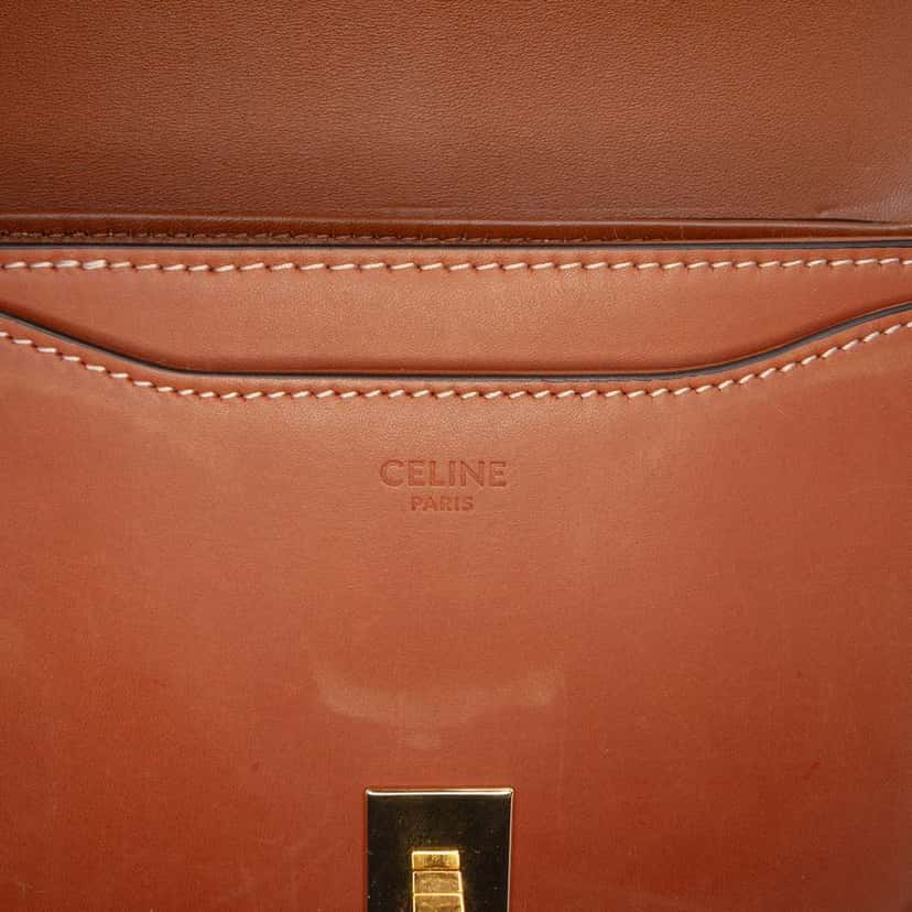 Celine Small Calfskin Besace 16 Crossbody Brown Leather Very good condition - Box View
