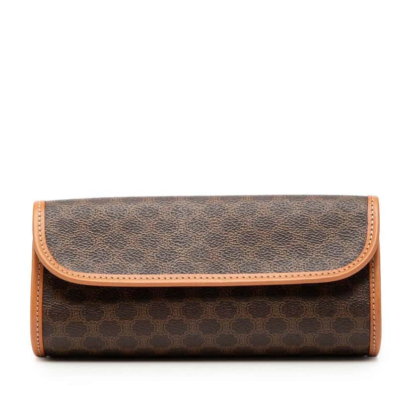 Celine Macadam Coated Canvas Clutch Brown Canvas Very good condition - Front View