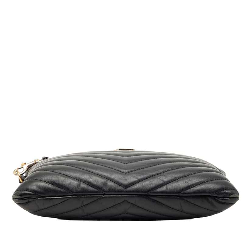 Saint Laurent Chevron Leather Monogram Zip A5 Wristlet Pouch Black Leather Very good condition - Inside View
