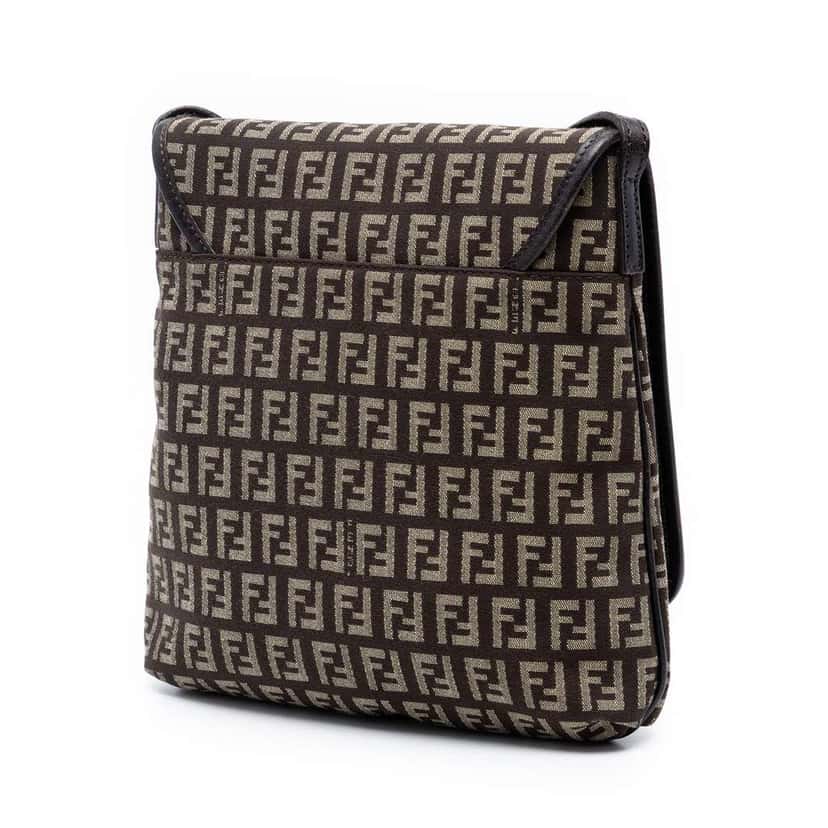 Fendi Zucchino Canvas Flap Crossbody Brown Canvas Very good condition - Back View