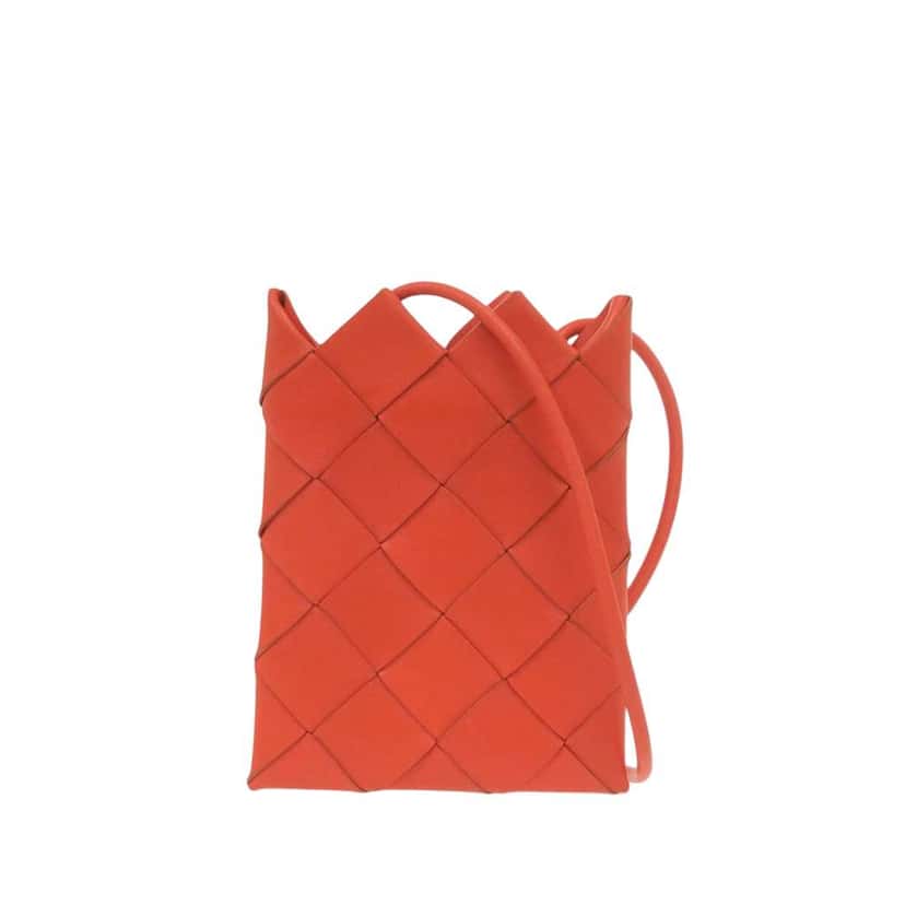 Bottega Veneta Mini Nappa Intrecciato Pouch Crossbody Orange Leather Very good condition - Front View
