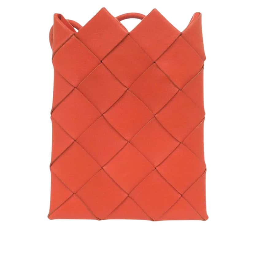 Bottega Veneta Mini Nappa Intrecciato Pouch Crossbody Orange Leather Very good condition - Back View