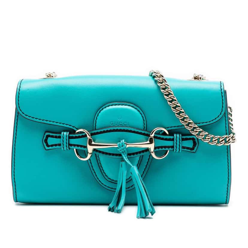 Gucci Small Leather Emily Crossbody Blue Leather Very good condition - Front View