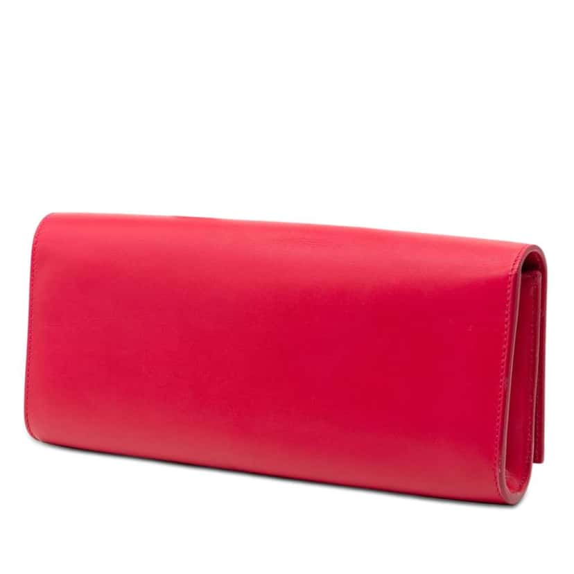 Saint Laurent Smooth Calfskin Lutetia Flap Clutch Pink Leather Very good condition - Back View