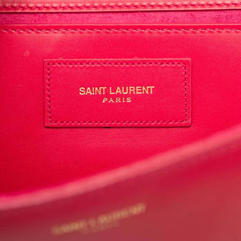 Saint Laurent Smooth Calfskin Lutetia Flap Clutch Pink Leather Very good condition - Box View