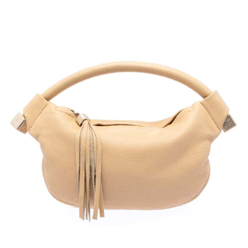 Chanel CC Calfskin Tassel Hobo Beige Leather Very good condition - Front View