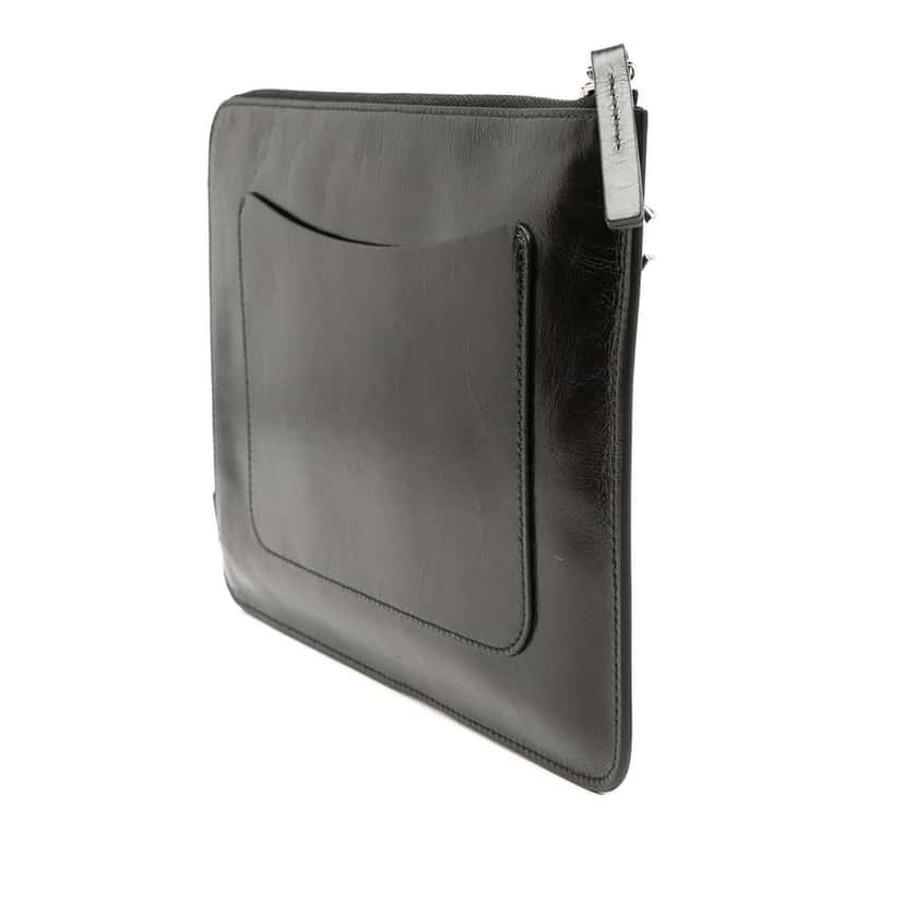 Chanel Distressed Calfskin Je Ne Suis Pas En Solde Clutch Black Leather Very good condition - Back View