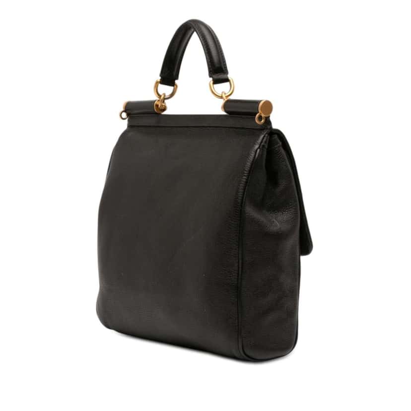 Dolce & Gabbana Calfskin Flat Sicily Satchel Black Leather Very good condition - Back View