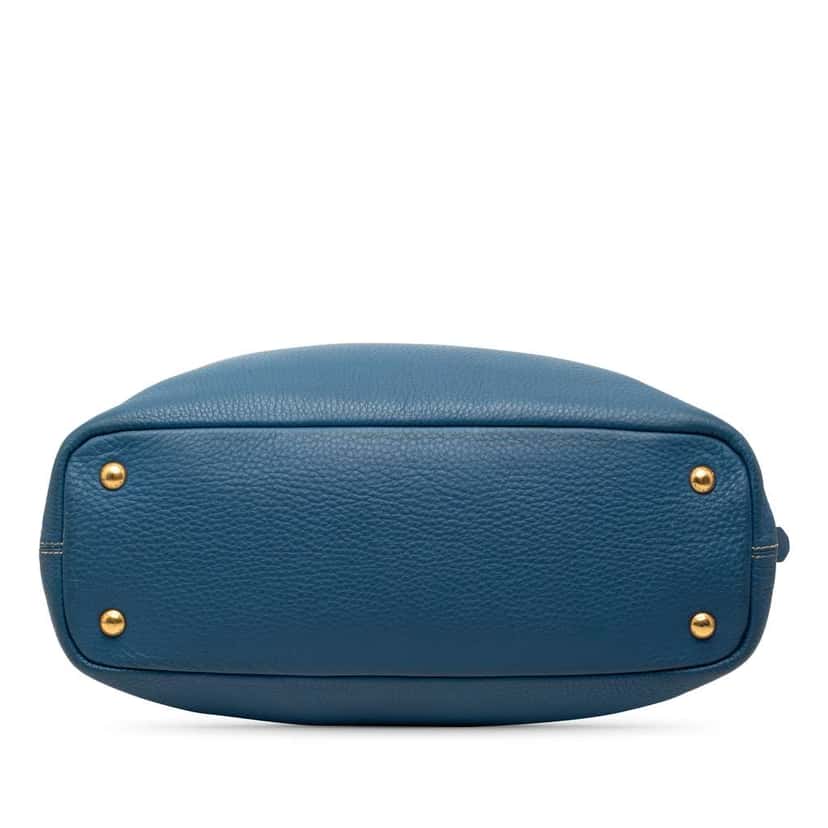 Prada Vitello Daino Side Zip Shopper Tote Blue Leather Very good condition - Inside View