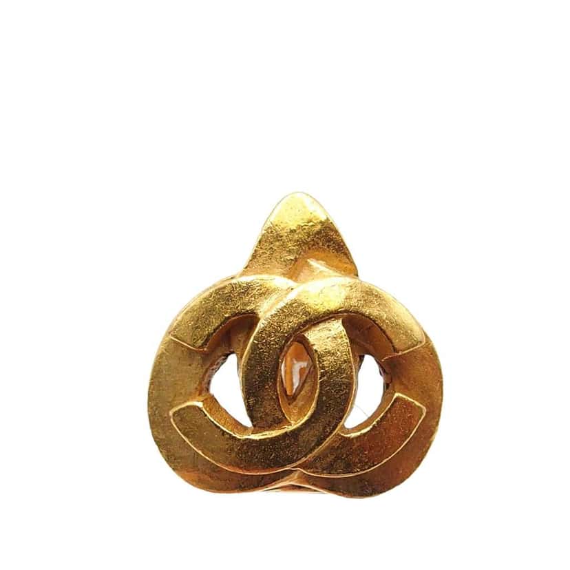 Chanel Gold Plated CC Heart Clip on Earrings Gold Metal Very good condition - Inside View