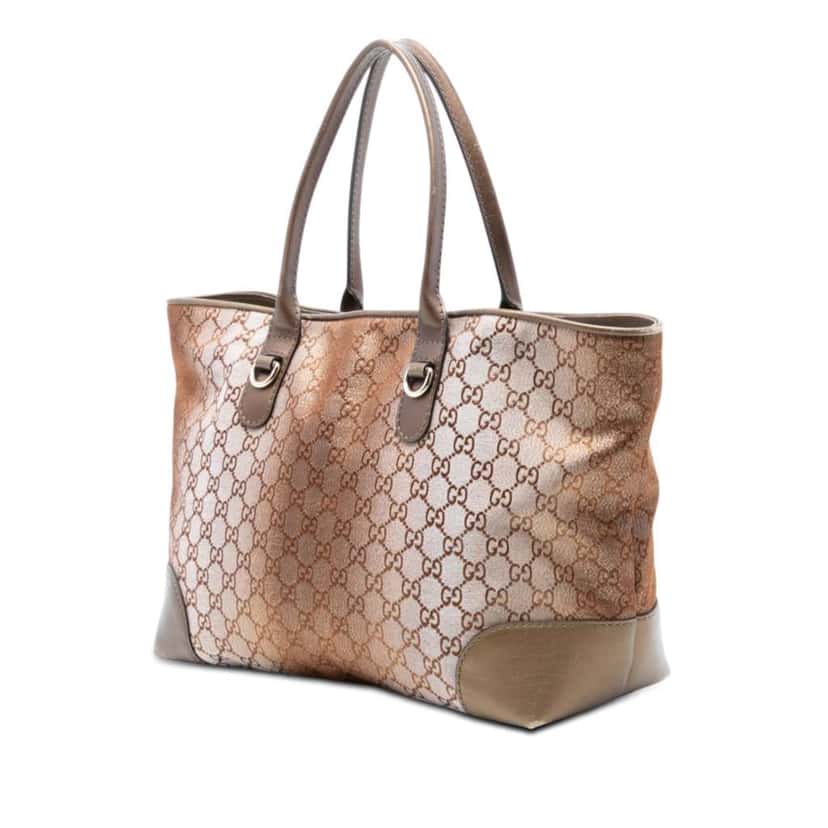 Gucci GG Lurex Heart Bit Tote Brown Canvas Very good condition - Back View