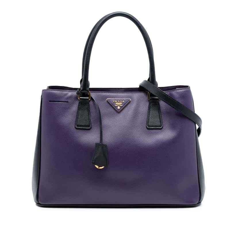 Prada Medium Bicolor Saffiano Lux Galleria Satchel Purple Leather Very good condition - Front View