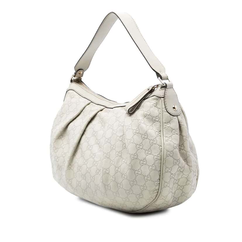 Gucci Guccissima Sukey Shoulder Bag White Leather Very good condition - Back View