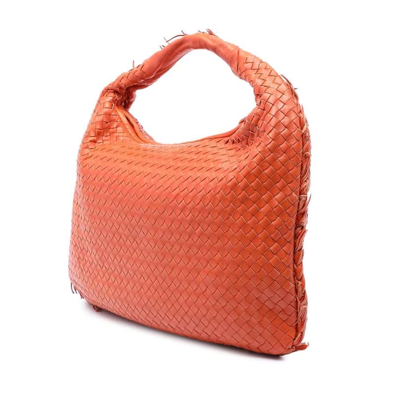 Bottega Veneta Medium Nappa Intrecciato Fuzzy Veneta Hobo Orange Leather Very good condition - Back View