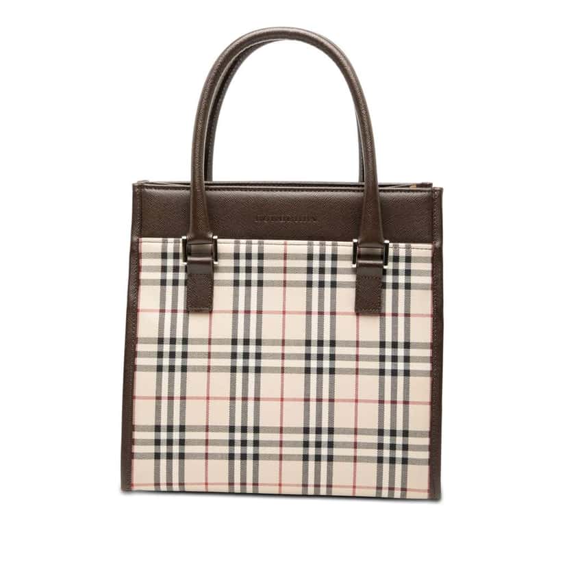 Burberry House Check Canvas Handbag Beige Canvas Good condition - Front View