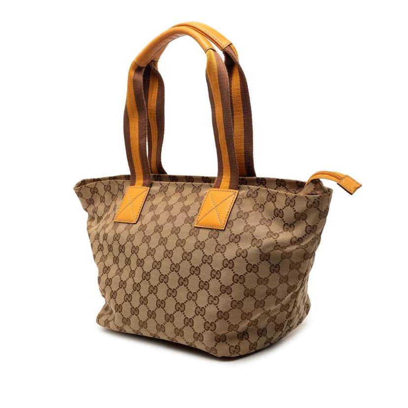 Gucci GG Canvas Web Tote Beige Canvas Very good condition - Back View